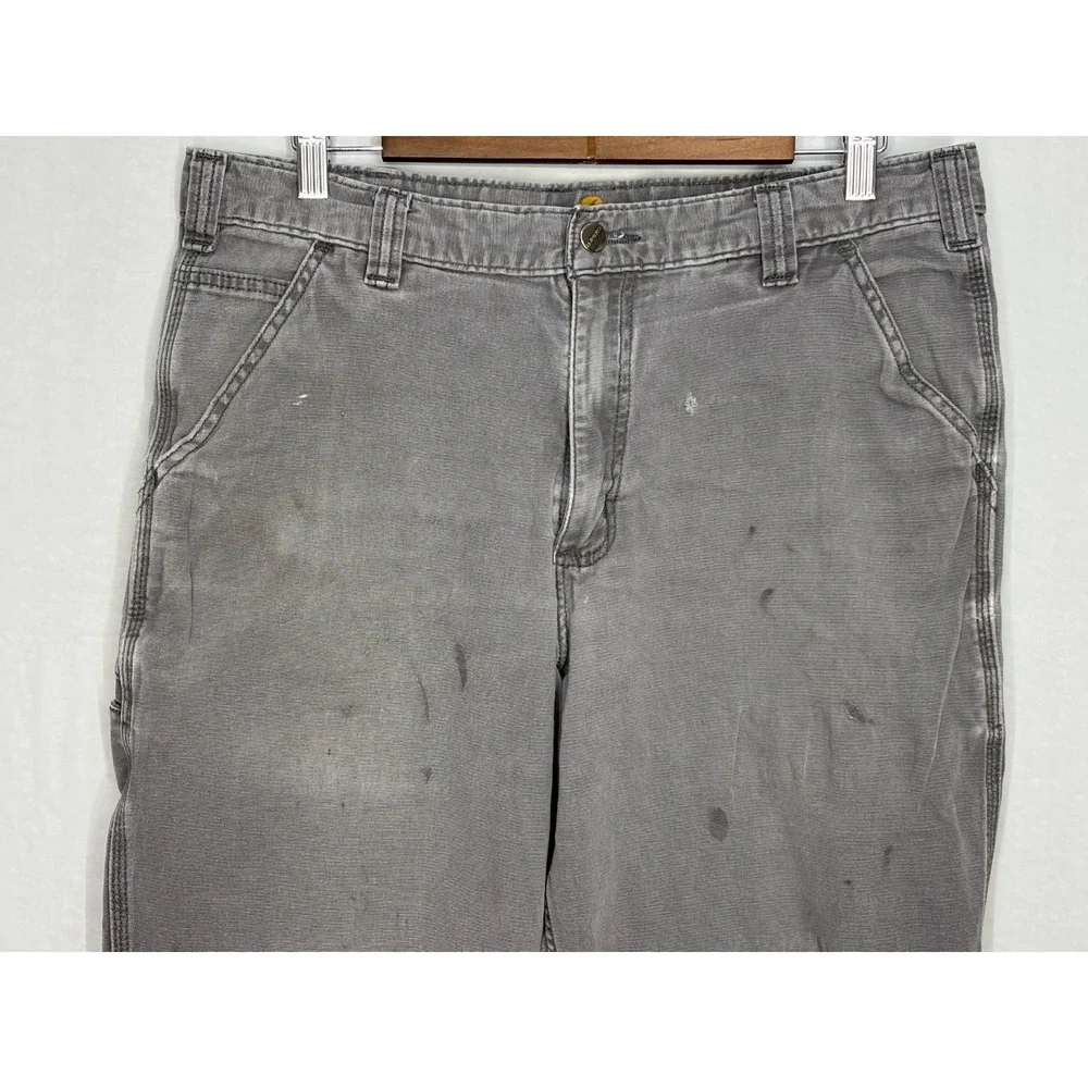Carhartt Carpenter Work Pants Mens Gray Relaxed Fit Rugged‎ Flex Utility 34x30.5